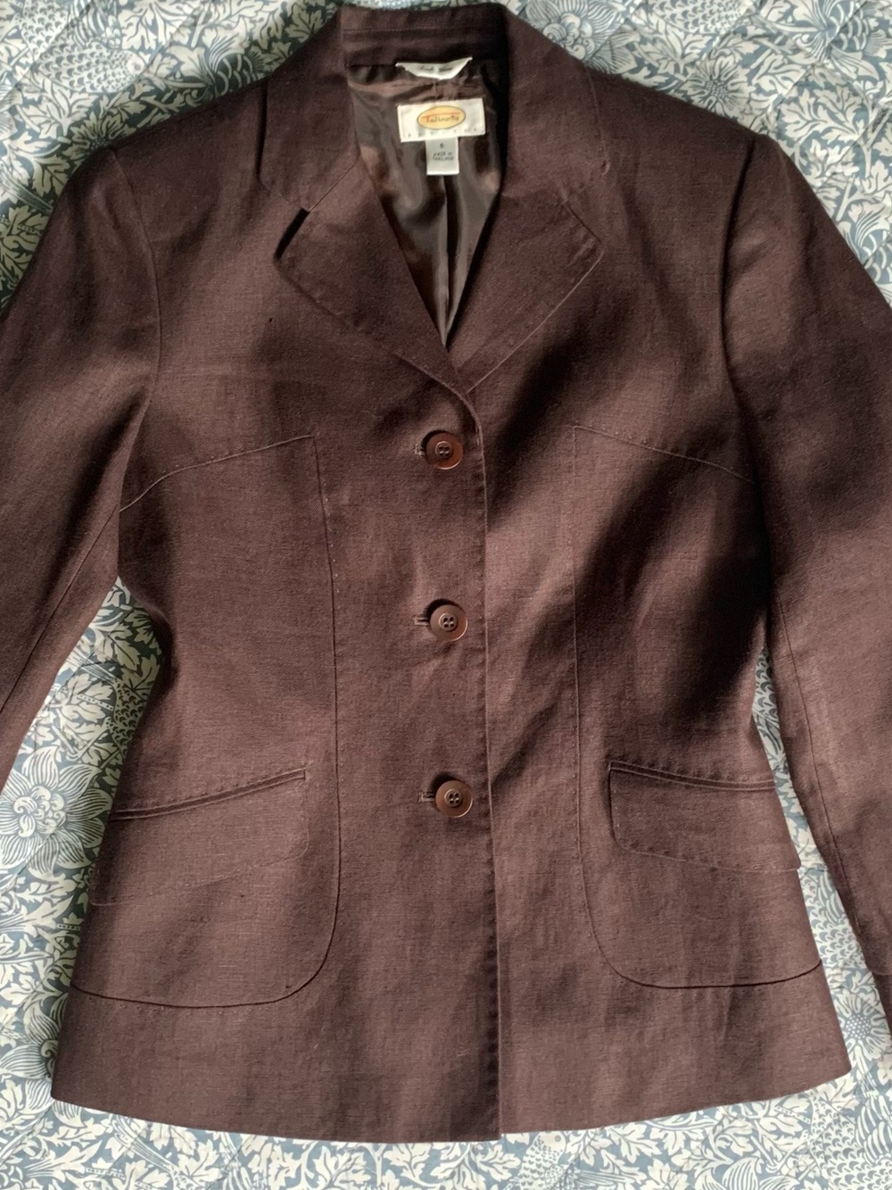 Talbots 100% Irish Linen Blazer in Espresso Brown 6p